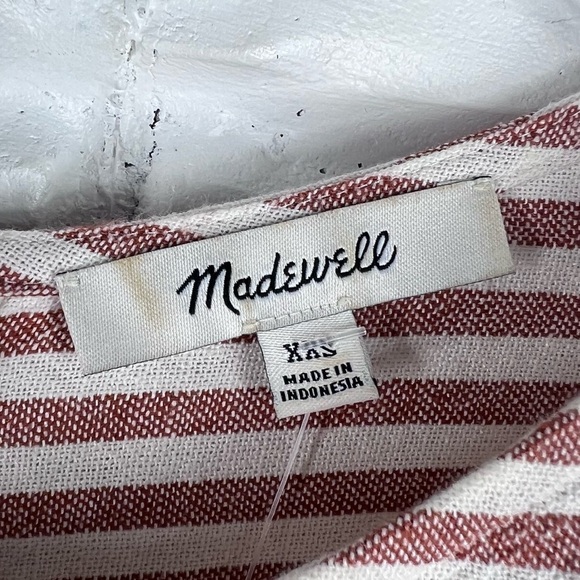 MADEWELL Linen & Cotton Lightweight Striped Dress | Short Sleeve Shift Dress - Picture 9 of 10